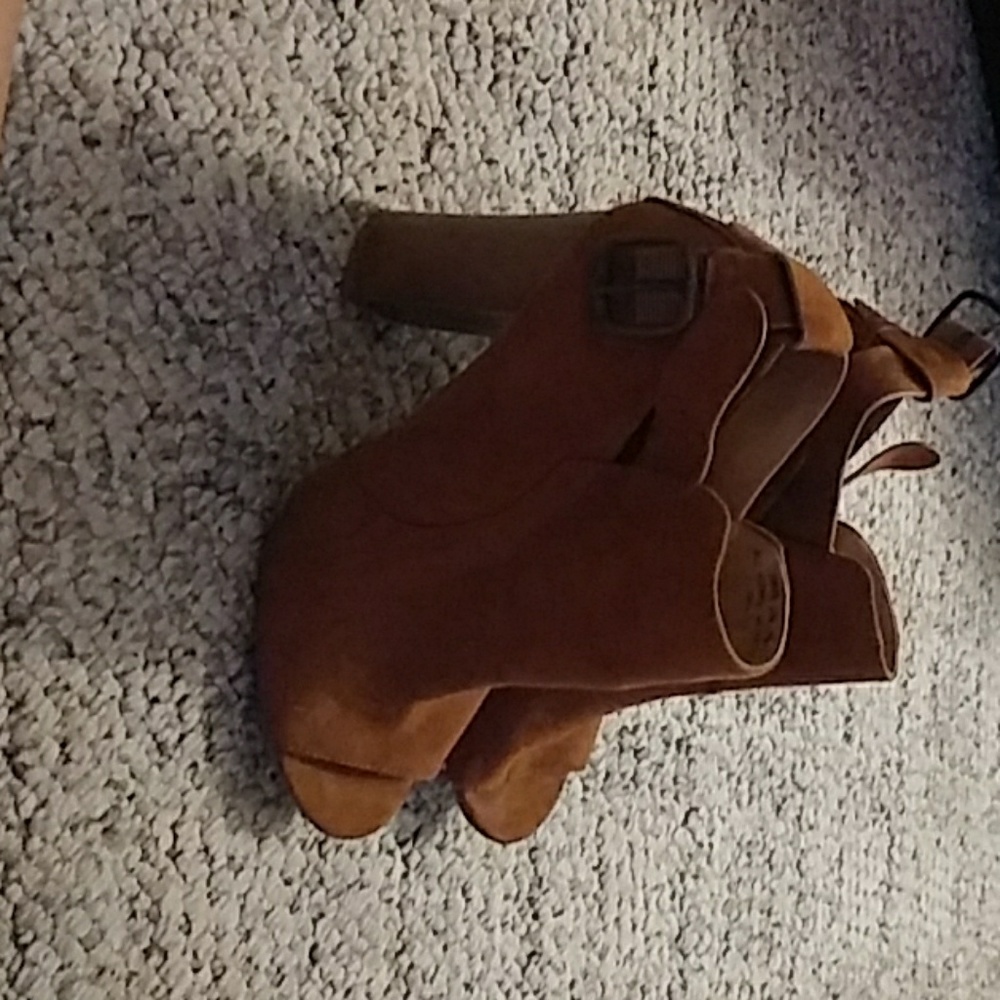 Bamboo peep toe brown high heels